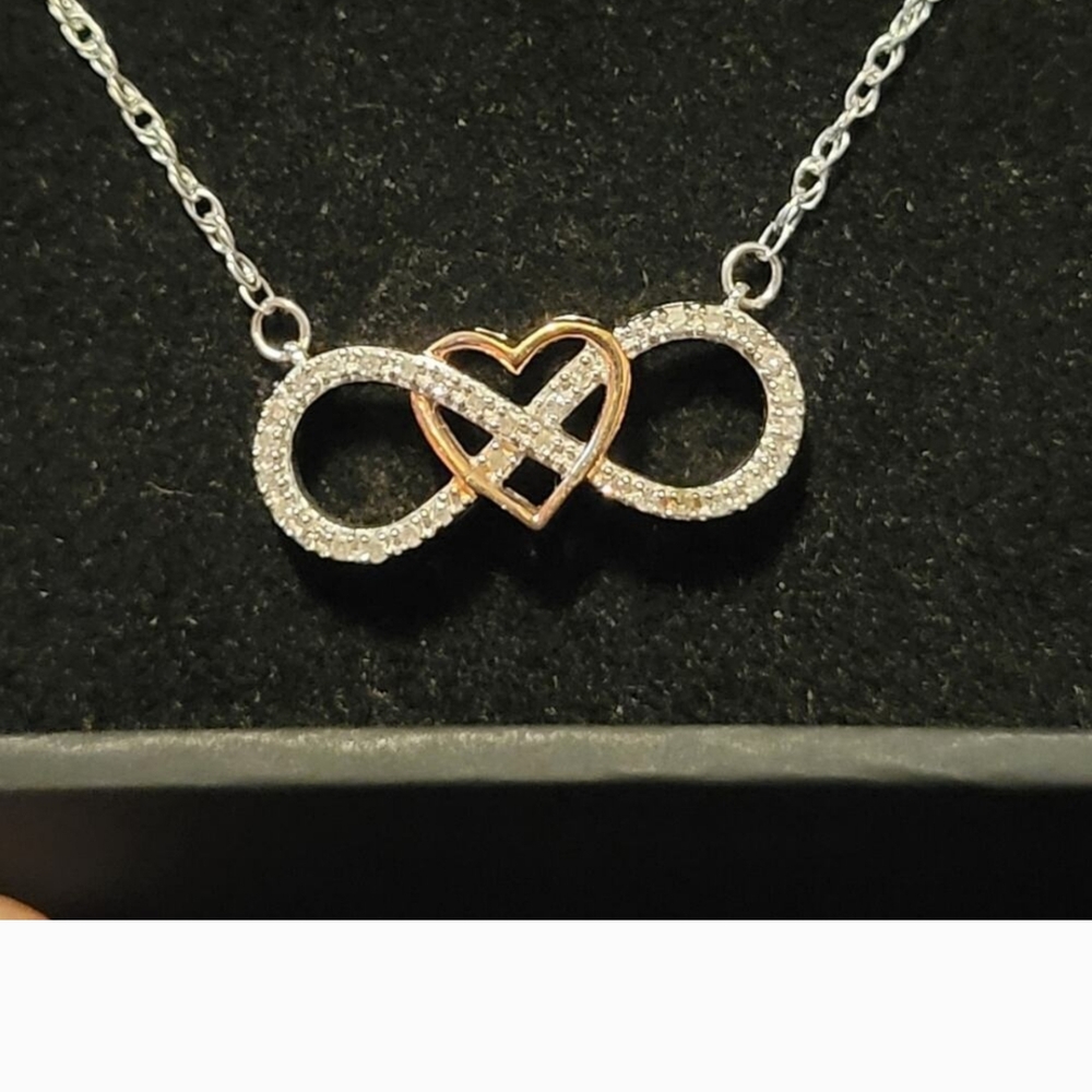 Elegant Silver and Gold Infinity Heart Necklace